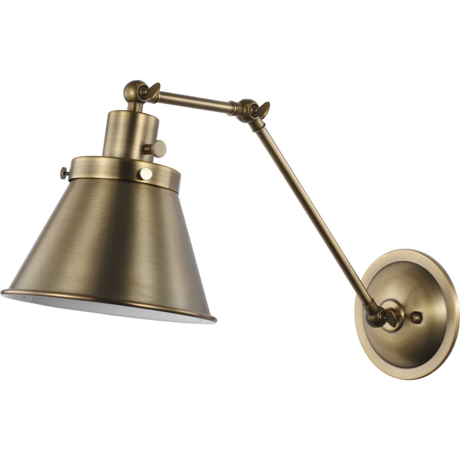 Hinton One Light Swing Arm Wall Lamp by Progress Lighting in Vintage Brass Finish (P710095-163)