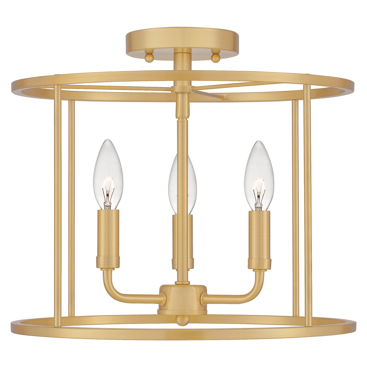 Abner Three Light Semi Flush Mount by Quoizel in Aged Brass Finish (ABR1714AB)