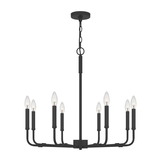 Abner Eight Light Chandelier by Quoizel in Matte Black Finish (ABR5028MBK)