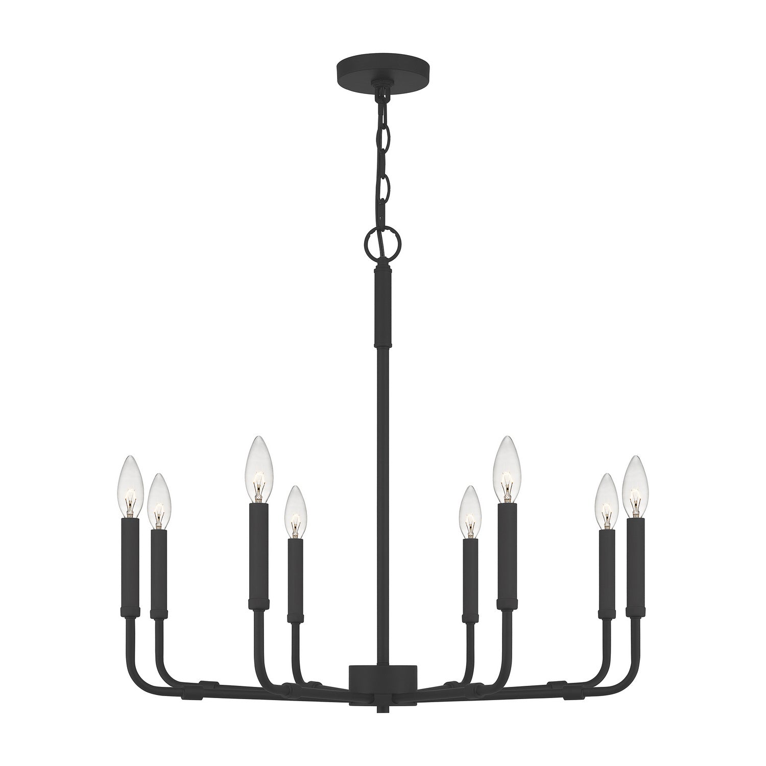 Abner Eight Light Chandelier by Quoizel in Matte Black Finish (ABR5028MBK)