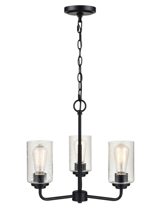 Moven Three Light Chandelier by Millennium in Matte Black Finish (9603-MB)