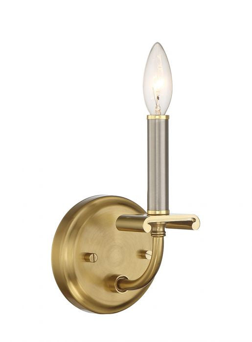 Stanza One Light Wall Sconce by Craftmade in Brushed Polished Nickel/Satin Brass Finish (54861-BNKSB)