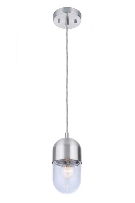 Pill One Light Mini Pendant by Craftmade in Brushed Polished Nickel Finish (55091-BNK)