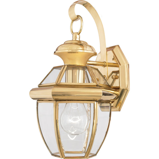 Newbury One Light Outdoor Wall Lantern by Quoizel in Polished Brass Finish (NY8315B)