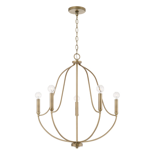 Madison Five Light Chandelier by Capital Lighting in Aged Brass Finish (447051AD)