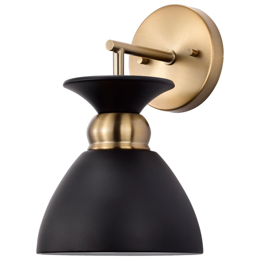 Perkins One Light Wall Sconce by Nuvo Lighting in Matte Black / Burnished Brass Finish (60-7458)