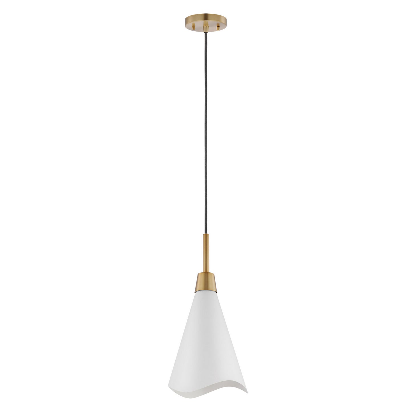 Tango One Light Pendant by Nuvo Lighting in Matte White / Burnished Brass Finish (60-7471)