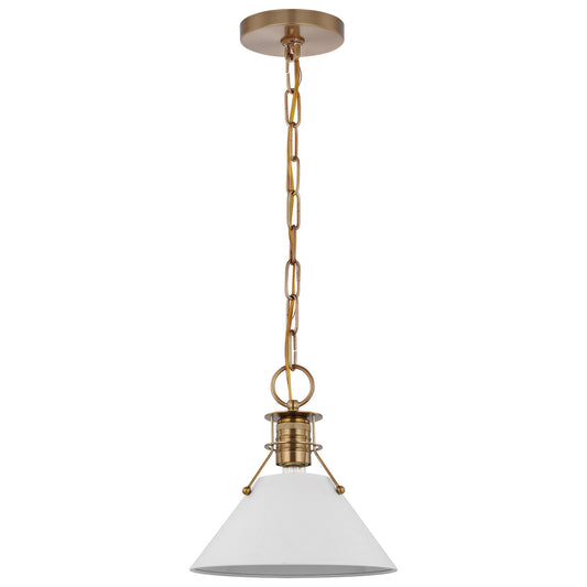 Outpost One Light Pendant by Nuvo Lighting in Matte White / Burnished Brass Finish (60-7522)
