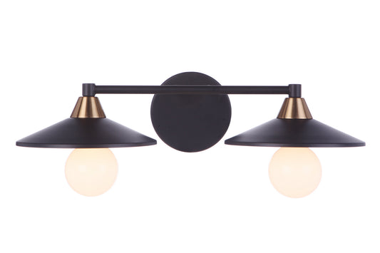 Isaac Two Light Vanity by Craftmade in Flat Black/Satin Brass Finish (12519FBSB2)
