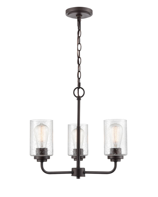 Moven Three Light Chandelier by Millennium in Rubbed Bronze Finish (9603-RBZ)
