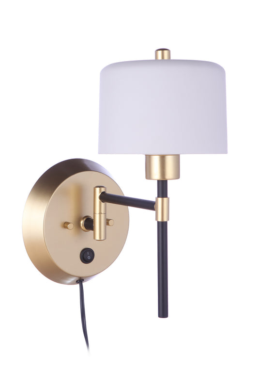 Wentworth One Light Wall Sconce by Craftmade in Flat Black/Sunset Gold Finish (57861P-FBSNG)
