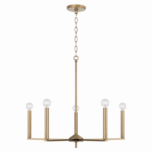 Portman Five Light Chandelier by Capital Lighting in Aged Brass Finish (448651AD)