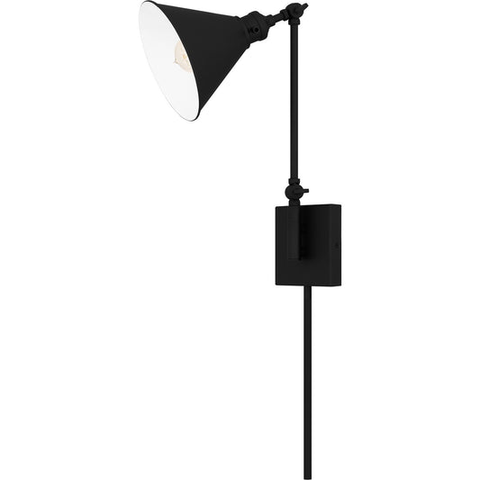 Quoizel Wood One Light Wall Sconce by Quoizel in Matte Black Finish (QW16133MBK)