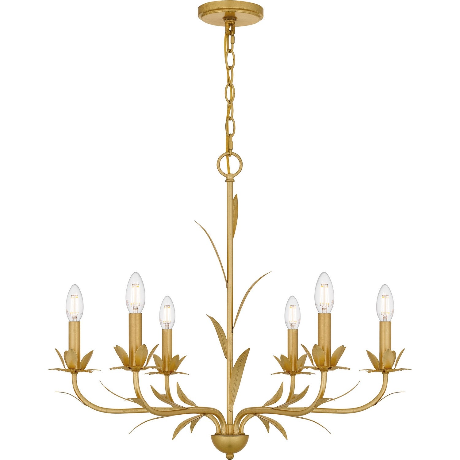 Maria Six Light Chandelier by Quoizel in Gold Leaf Finish (MAA5027GFL)