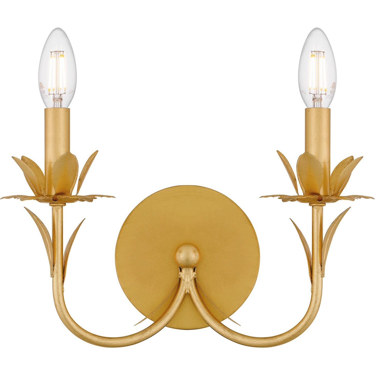 Maria Two Light Wall Sconce by Quoizel in Gold Leaf Finish (MAA8712GFL)