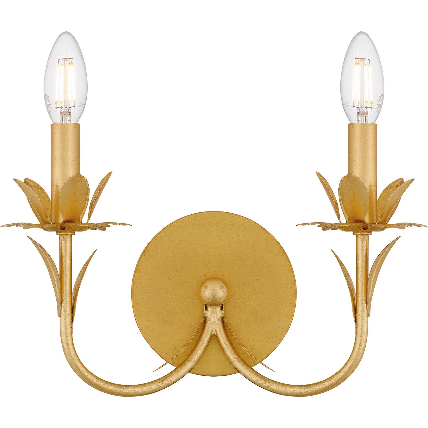 Maria Two Light Wall Sconce by Quoizel in Gold Leaf Finish (MAA8712GFL)