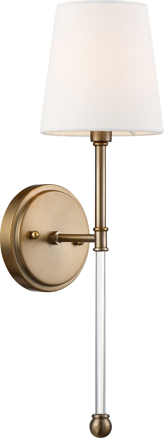 Olmstead One Light Wall Sconce by Nuvo Lighting in Burnished Brass / White Finish (60-6687)