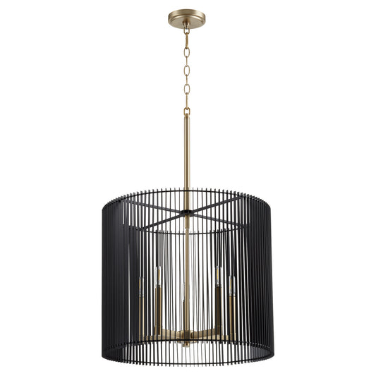  Finura Five Light Pendant by Quorum in Aged Brass Finish (819-5-80)