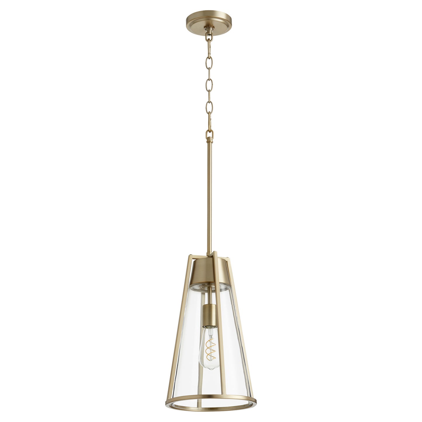  Pylon Pendants One Light Pendant by Quorum in Aged Brass w/ Clear Finish (826-80)