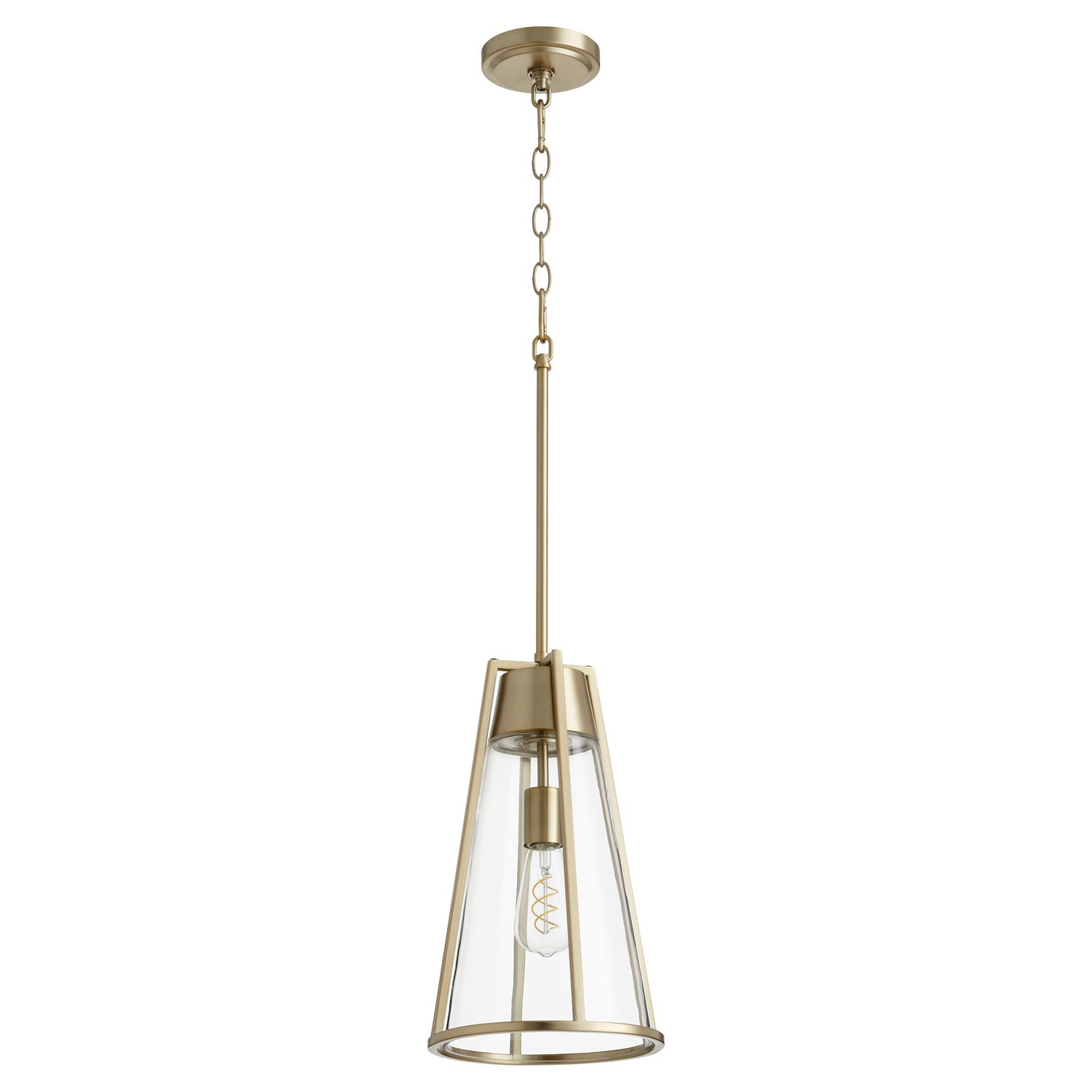  Pylon Pendants One Light Pendant by Quorum in Aged Brass w/ Clear Finish (826-80)