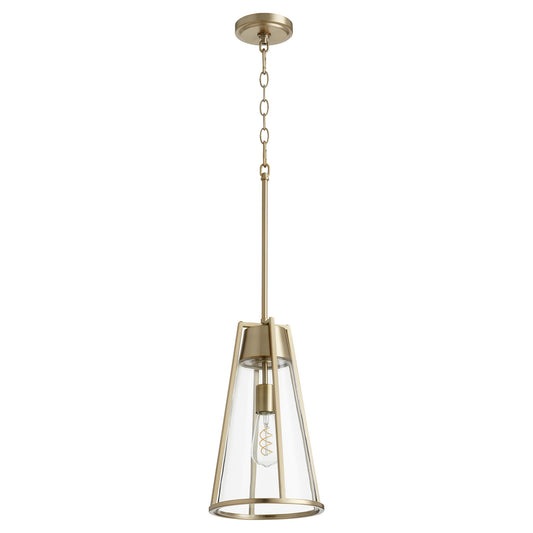  Pylon Pendants One Light Pendant by Quorum in Aged Brass w/ Clear Finish (826-80)