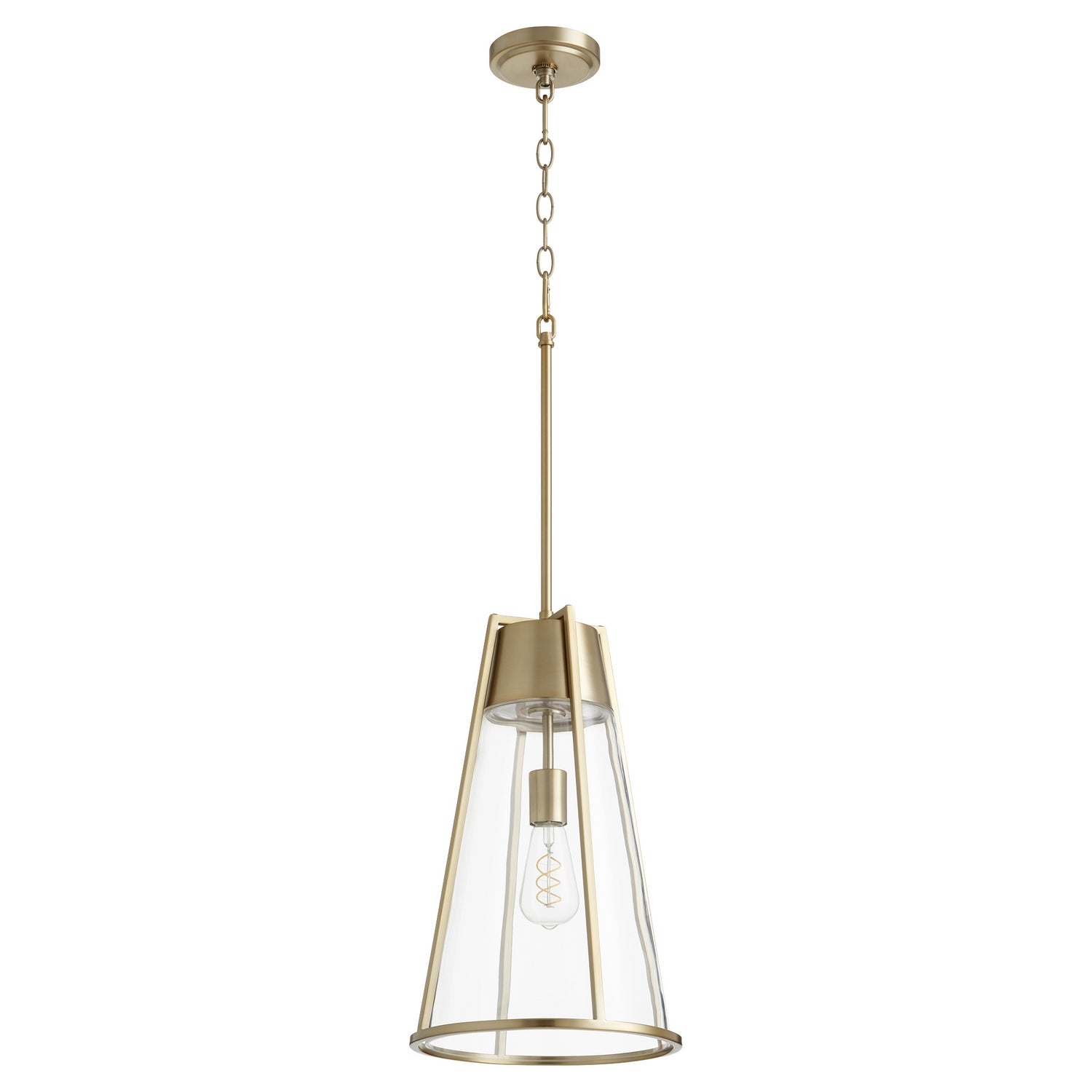  Pylon Pendants One Light Pendant by Quorum in Aged Brass w/ Clear Finish (827-80)