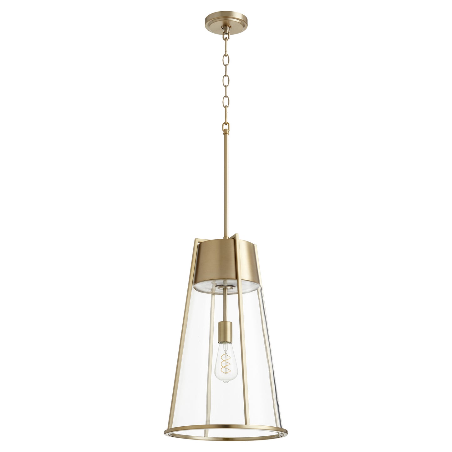  Pylon Pendants One Light Pendant by Quorum in Aged Brass w/ Clear Finish (828-80)