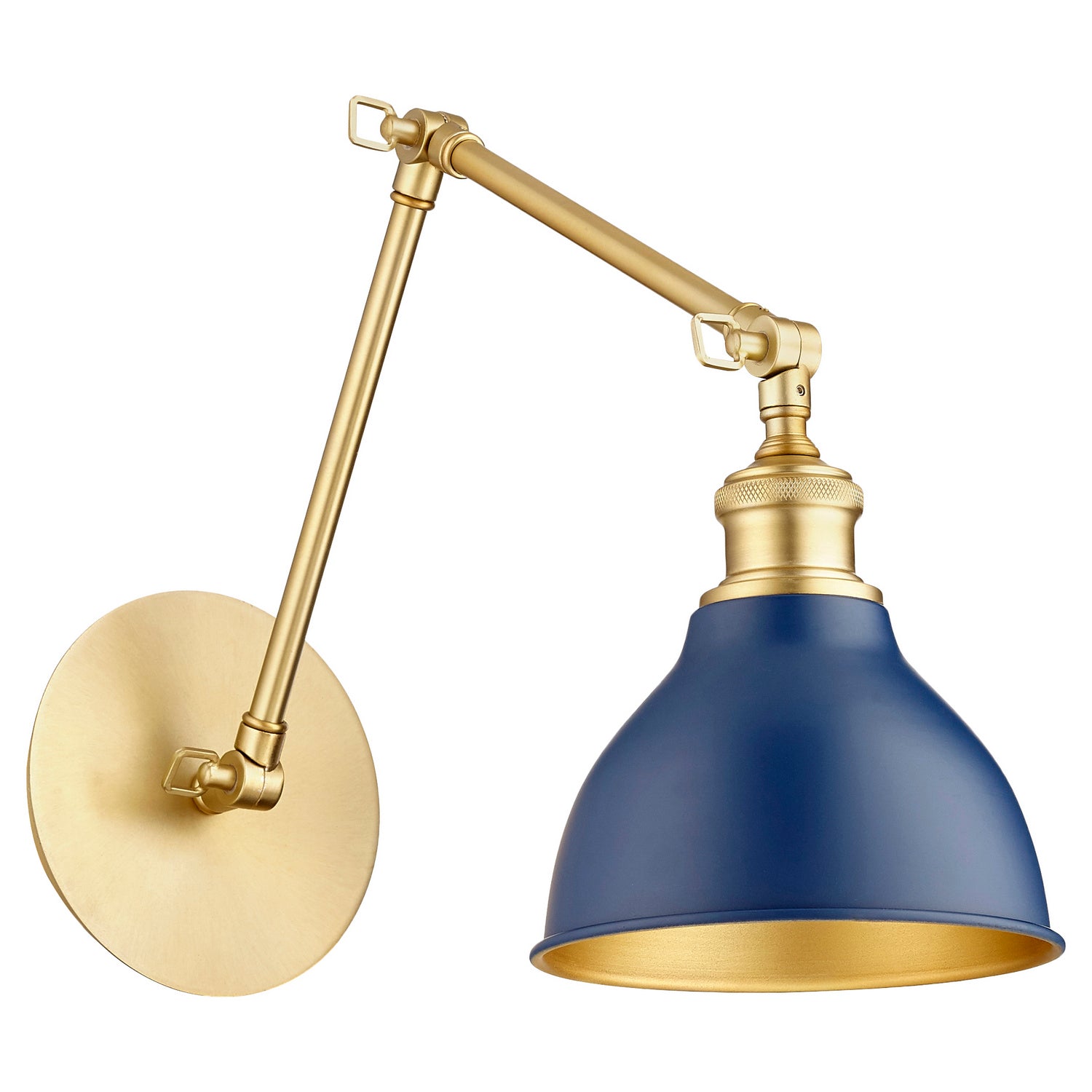  5392 Wall Mounts One Light Wall Mount by Quorum in Aged Brass w/ Blue Finish (5392-3280)