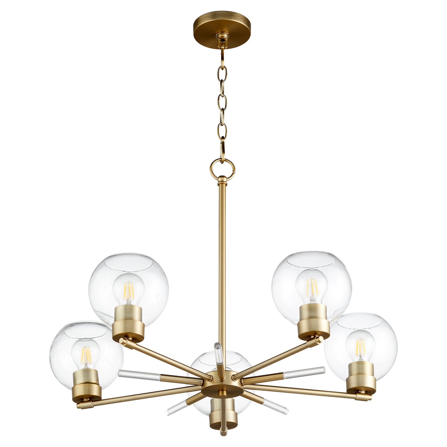  Volán Five Light Chandelier by Quorum in Aged Brass Finish (6317-5-80)