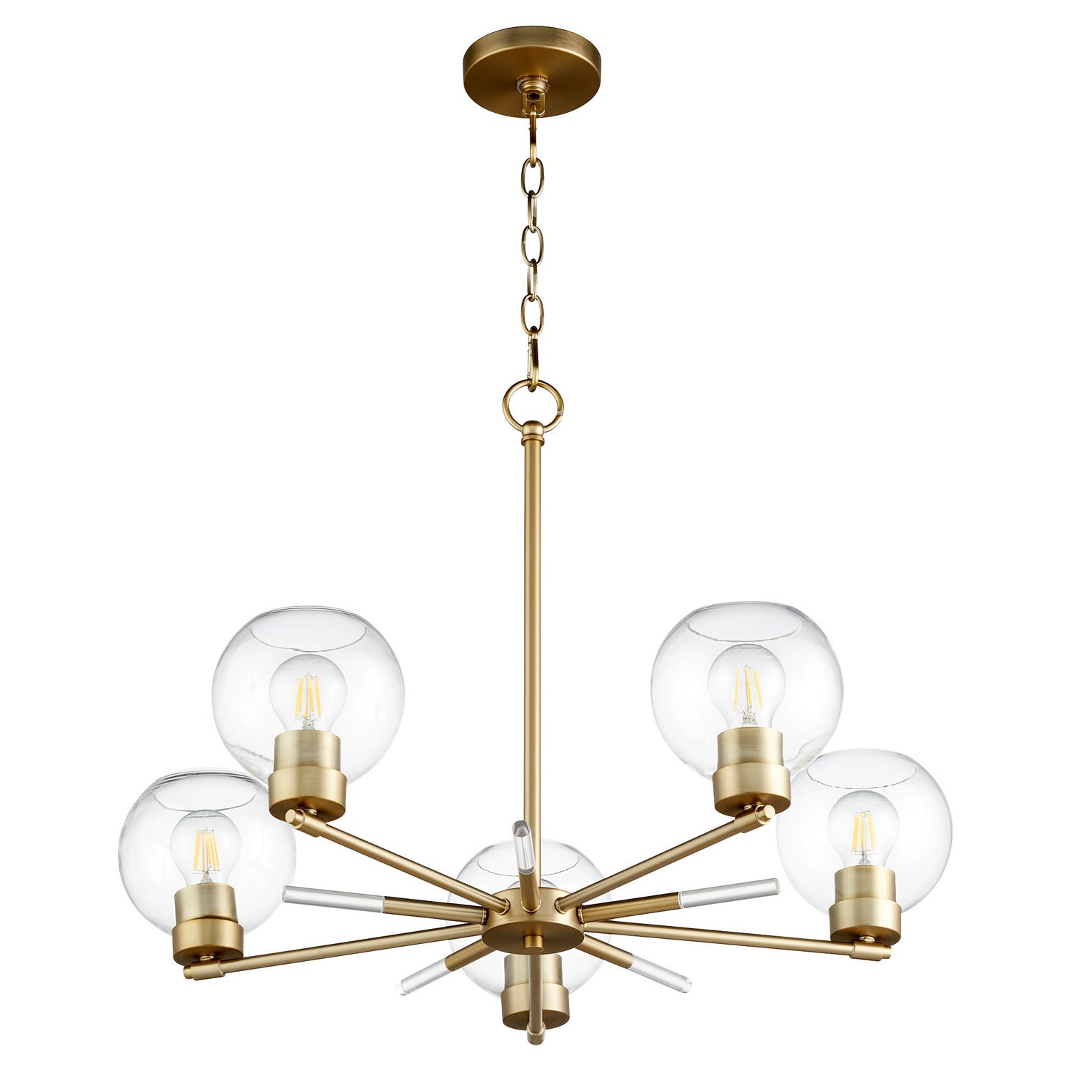  Volán Five Light Chandelier by Quorum in Aged Brass Finish (6317-5-80)