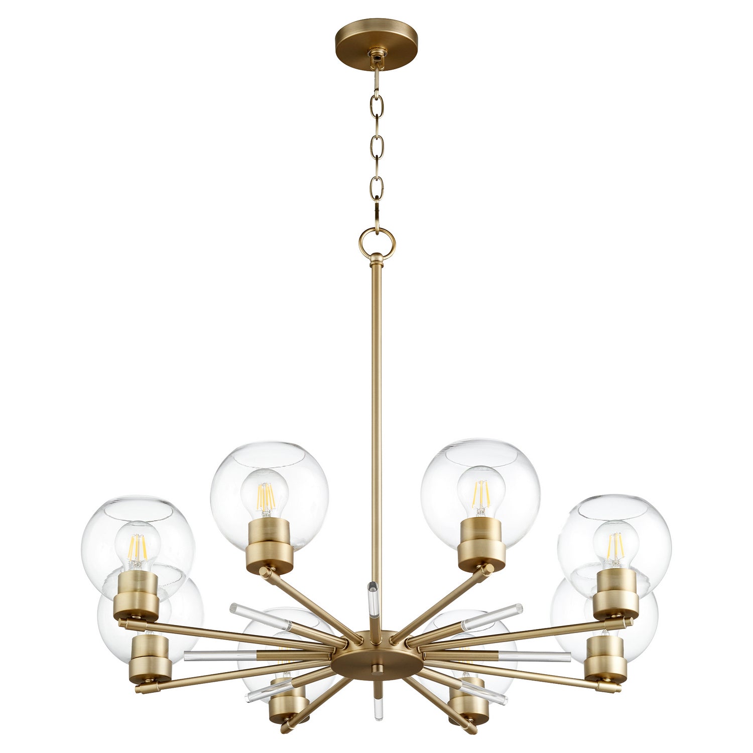  Volán Eight Light Chandelier by Quorum in Aged Brass Finish (6317-8-80)