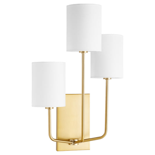  Harmony Three Light Wall Mount by Quorum in Aged Brass Finish (557-3-80)