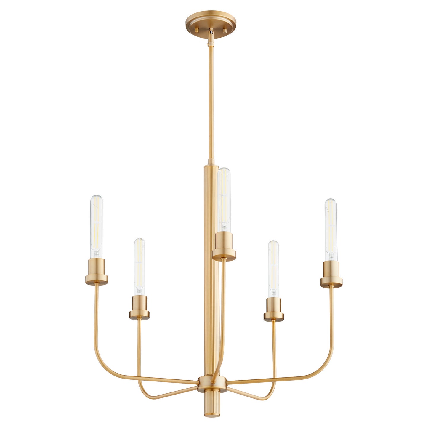  Sheridan Five Light Chandelier by Quorum in Aged Brass Finish (612-5-80)