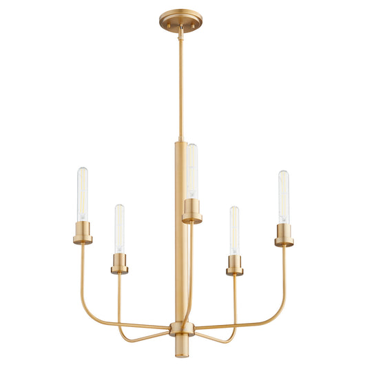  Sheridan Five Light Chandelier by Quorum in Aged Brass Finish (612-5-80)