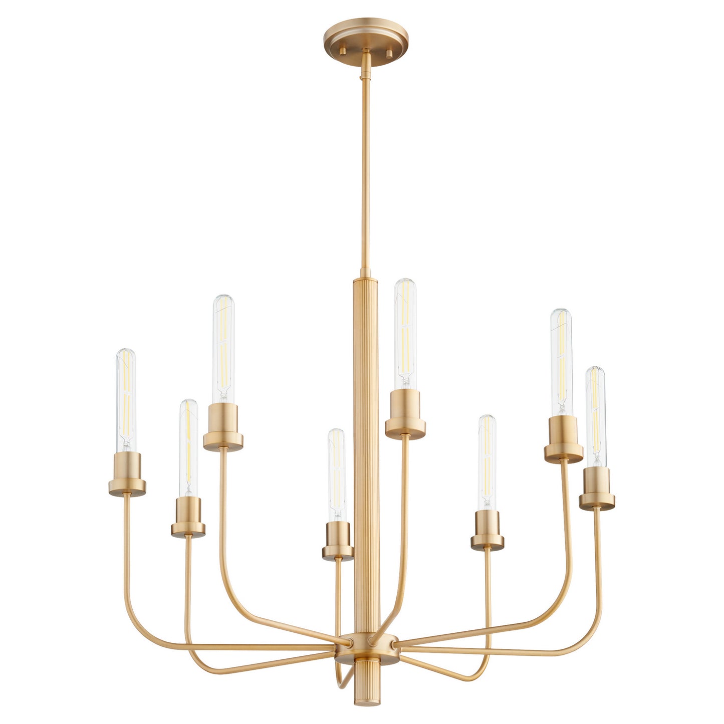  Sheridan Eight Light Chandelier by Quorum in Aged Brass Finish (612-8-80)