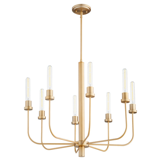  Sheridan Eight Light Chandelier by Quorum in Aged Brass Finish (612-8-80)