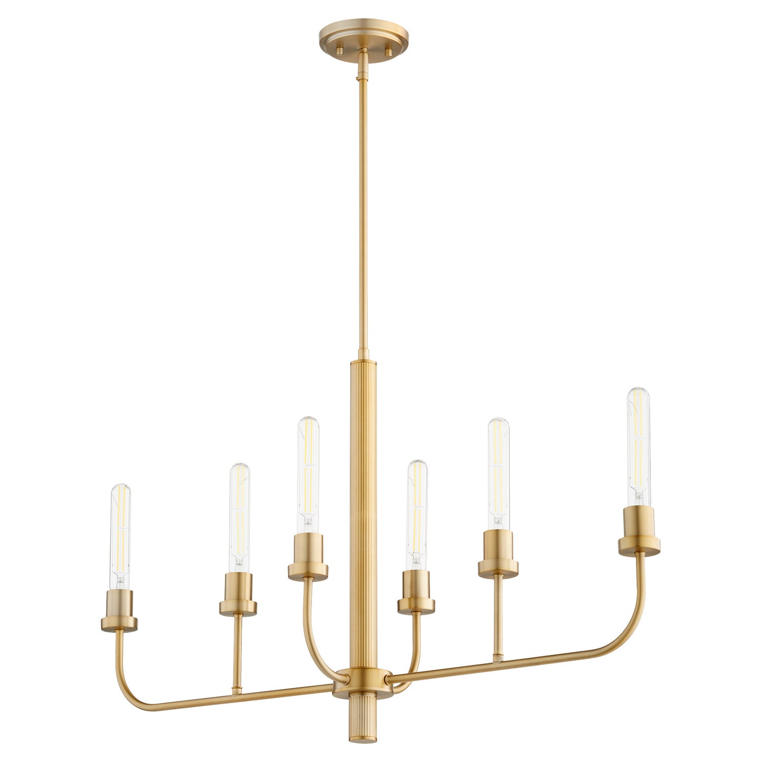  Sheridan Six Light Chandelier by Quorum in Aged Brass Finish (622-6-80)