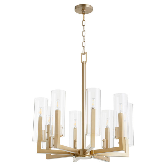  Harbin Eight Light Chandelier by Quorum in Aged Brass Finish (6277-8-80)