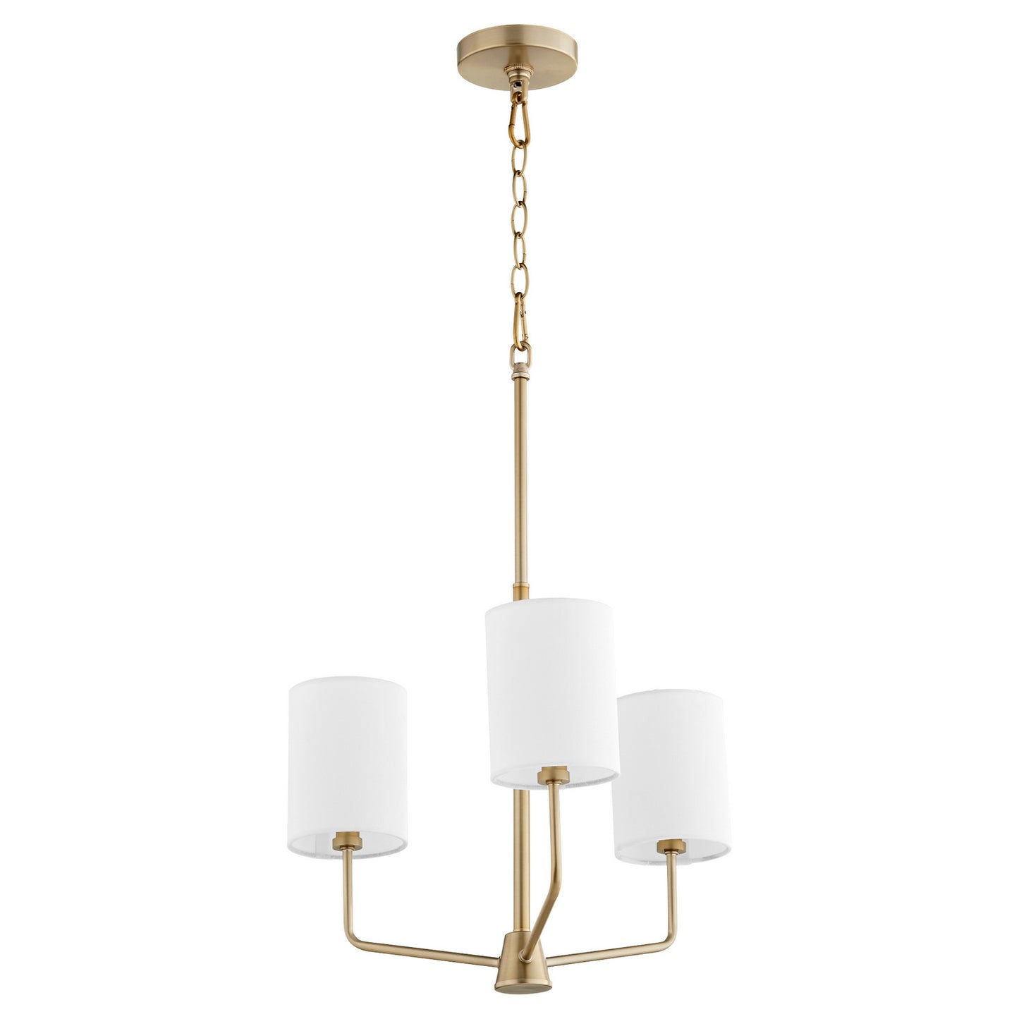  Harmony Three Light Chandelier by Quorum in Aged Brass Finish (657-3-80)