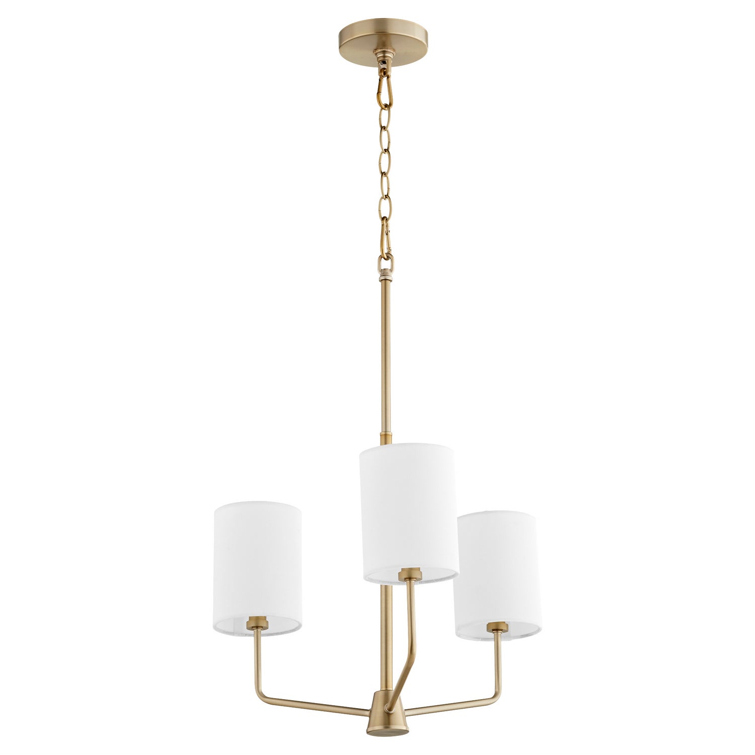  Harmony Three Light Chandelier by Quorum in Aged Brass Finish (657-3-80)