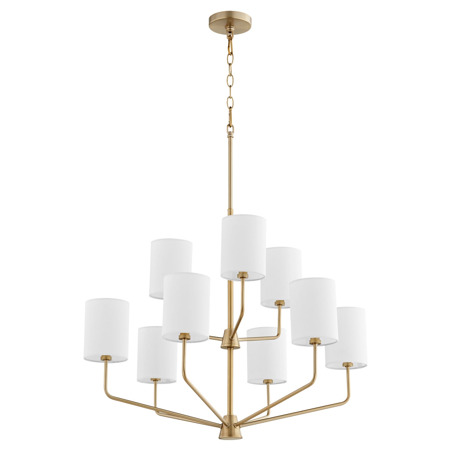  Harmony Nine Light Chandelier by Quorum in Aged Brass Finish (657-9-80)