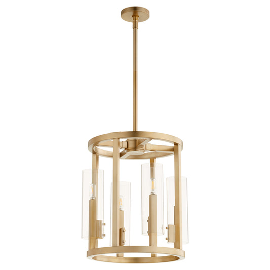  Harbin Four Light Entry by Quorum in Aged Brass Finish (8277-4-80)