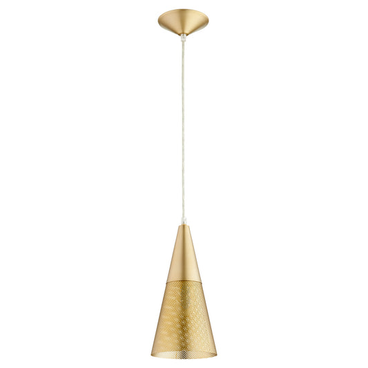  Mesh Cone Pendants One Light Pendant by Quorum in Aged Brass Finish (1316-80)