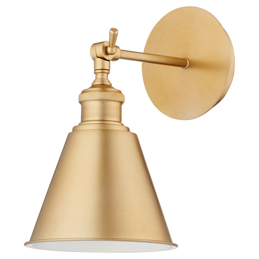  Metal Cone Lighting One Light Wall Mount by Quorum in Aged Brass Finish (5390-80)