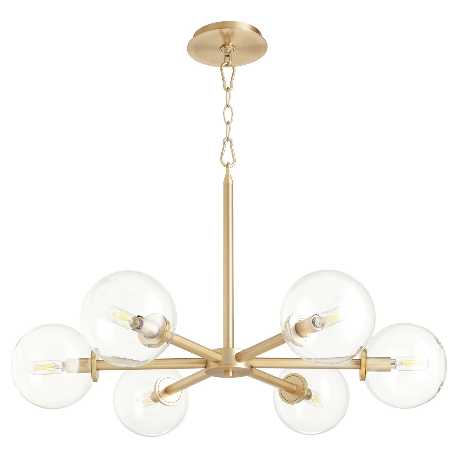  Rovi Six Light Chandelier by Quorum in Aged Brass Finish (6132-6-80)