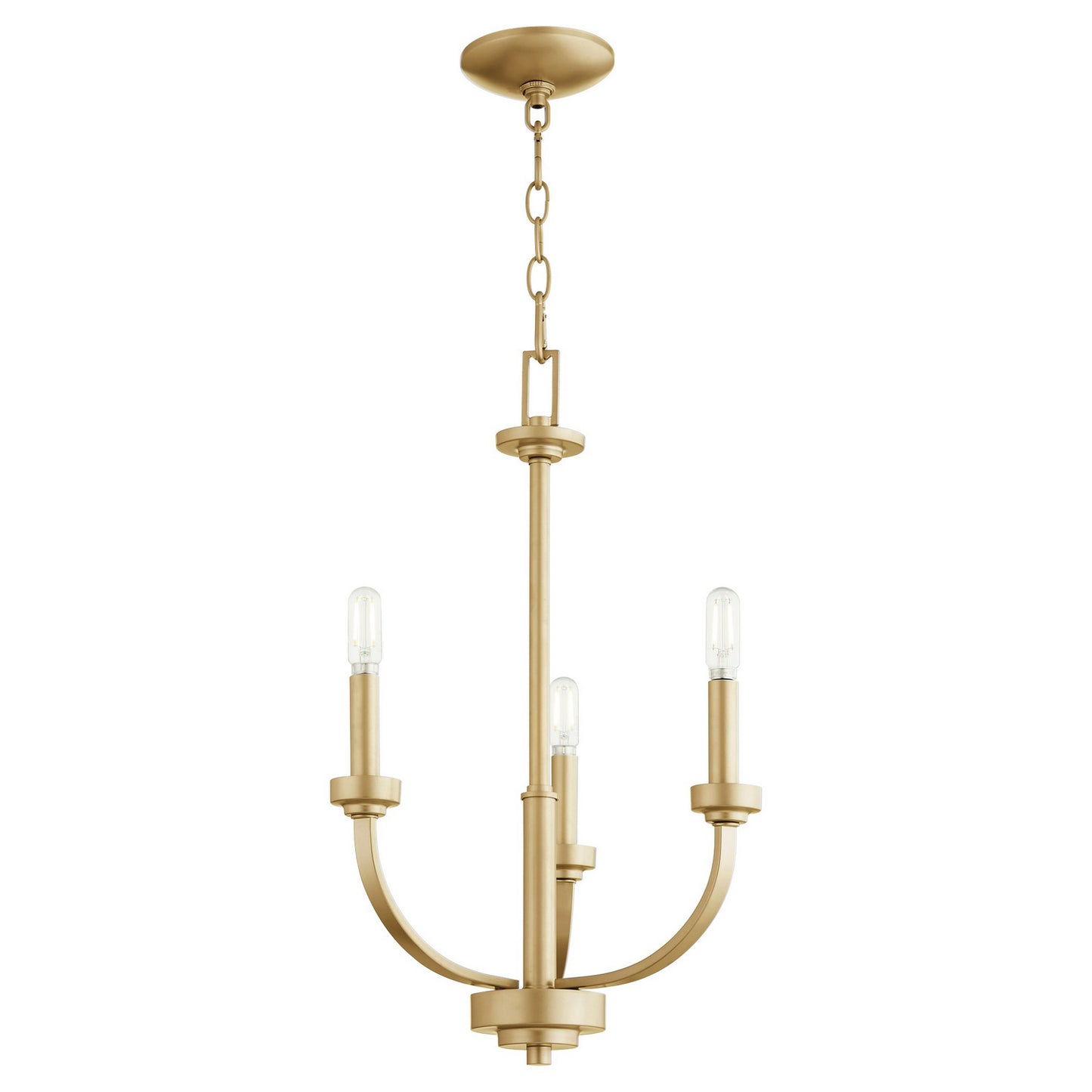  Reyes Three Light Chandelier by Quorum in Aged Brass Finish (6160-3-80)