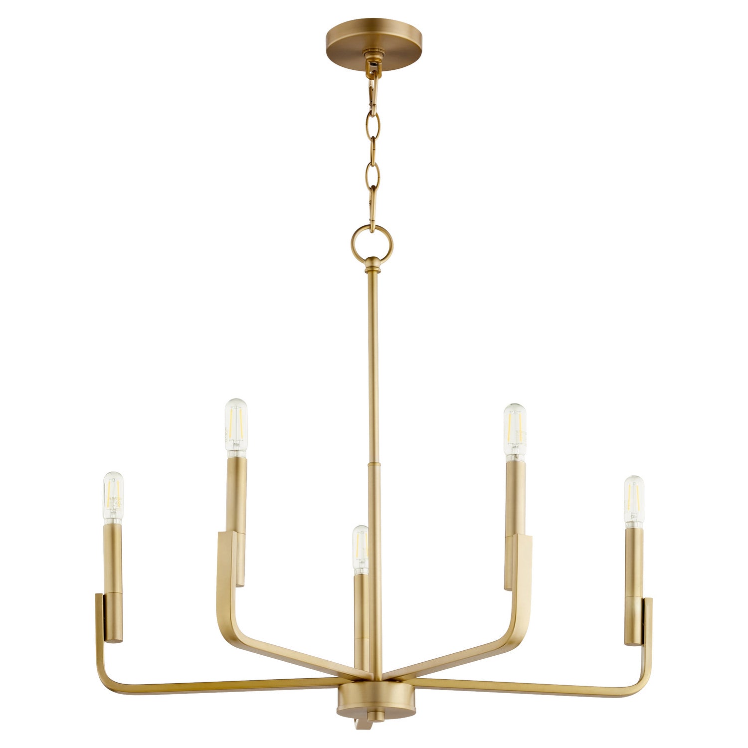  Tempo Six Light Chandelier by Quorum in Aged Brass Finish (6210-5-80)