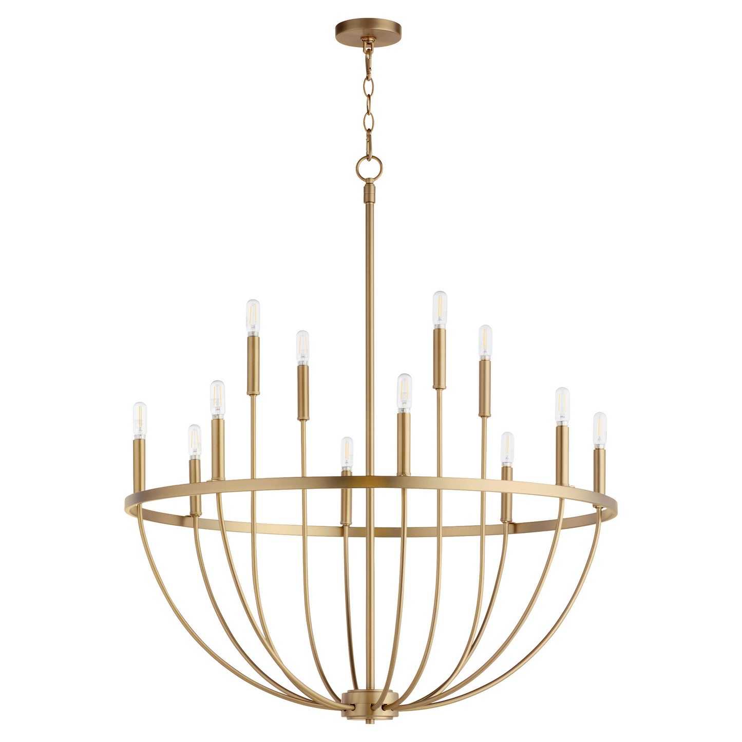  Tribute 12 Light Chandelier by Quorum in Aged Brass Finish (6374-12-80)