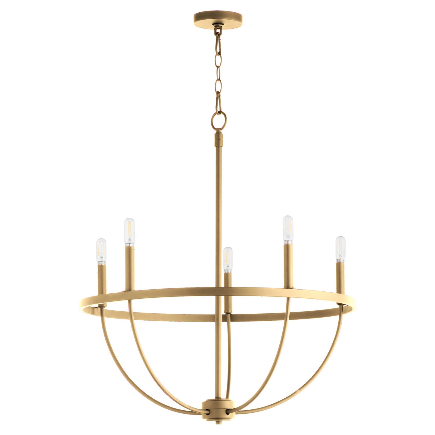  Tribute Five Light Chandelier by Quorum in Aged Brass Finish (6374-5-80)