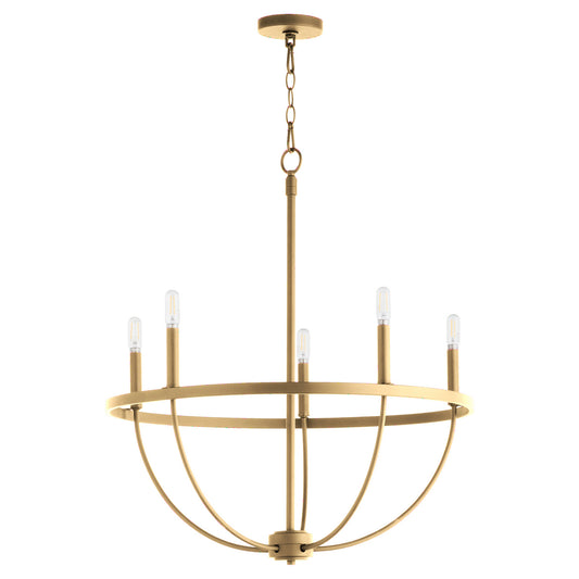  Tribute Five Light Chandelier by Quorum in Aged Brass Finish (6374-5-80)